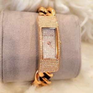 MICHAEL KORS HAYDEN ROSE GOLD TONE,CRYSTAL PAVE BRACELET STEEL WATCH MK3307 NEW
